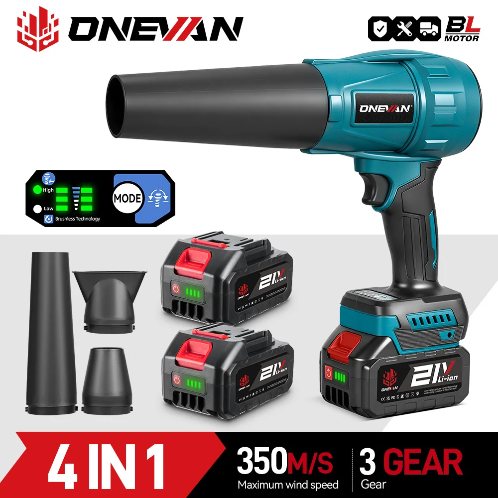 ONEVAN 3500W ventilateur Turbo électrique sans brosse 300000 tr/min ventilateur de feuilles outil électrique de soufflage de poussière pour Makita broche de batterie 18V