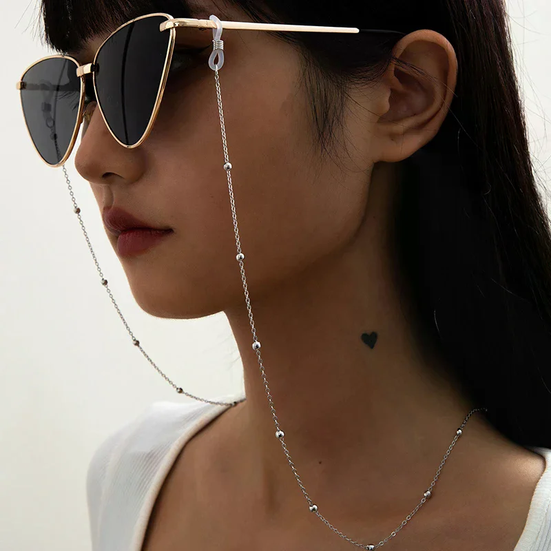 Fashion Metal Multifunction Glasses Beaded Glasses Chain Girl Summer Beads Hangs Mask Strap Handmade Necklace Sunglasses Lanyard