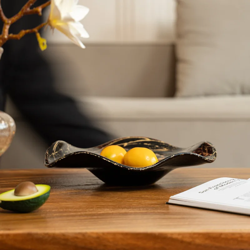 High-end Italian light luxury glass fruit plate, tea table and snack fruit basket model room ornament