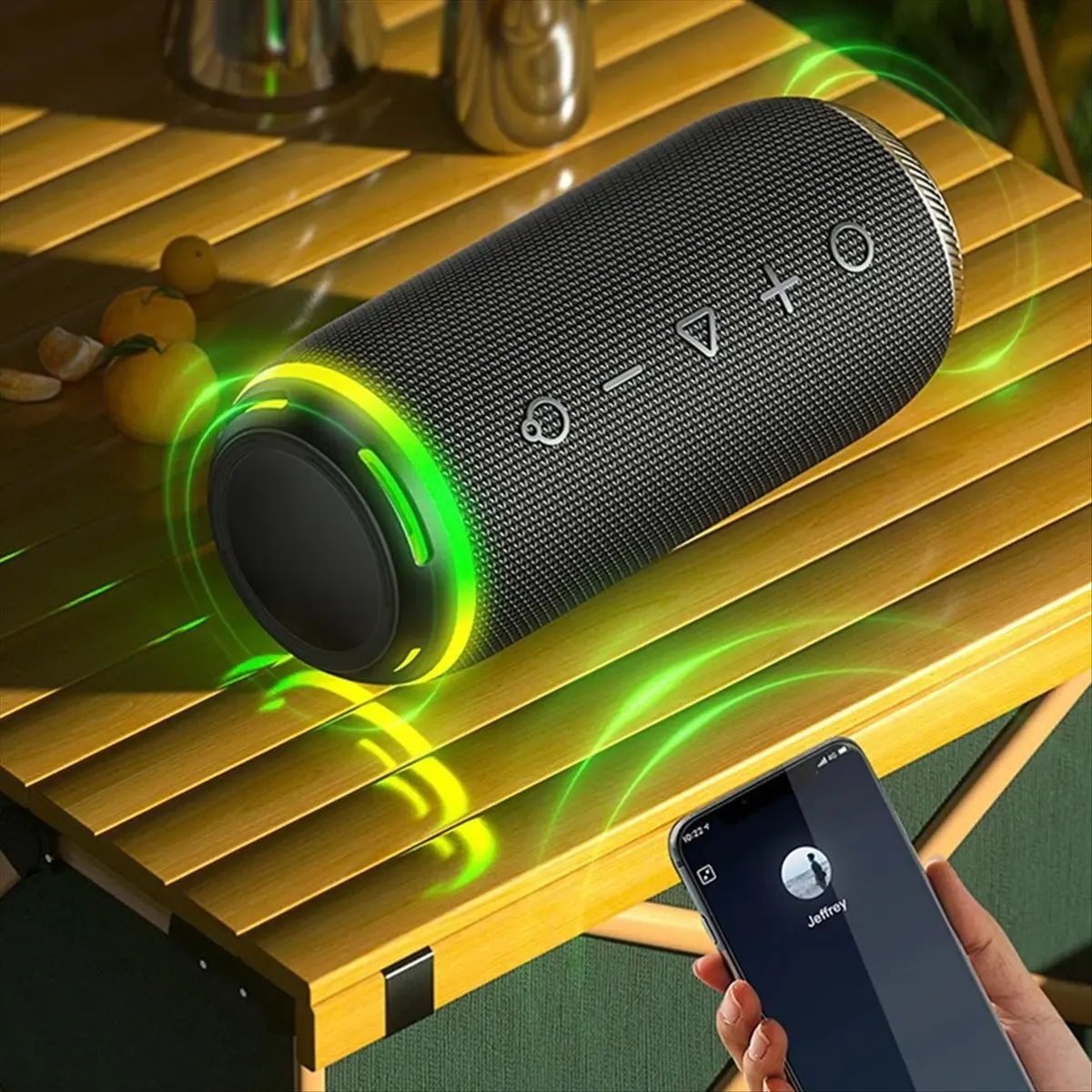 

Беспроводная Bluetooth-колонка AS62 360 Stereo, водонепроницаемая колонка с цветной подсветкой, портативная колонка-сабвуфер для кемпинга на открытом воздухе