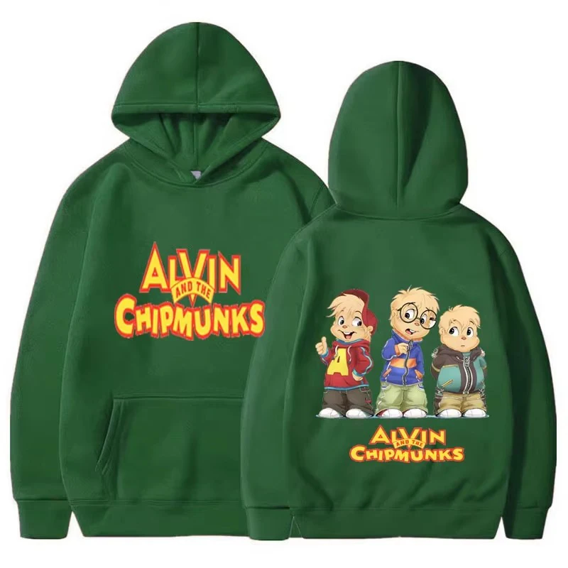 2026 Neuer Kinder-Kapuzenpullover mit Cartoon-Motiv, weich und bequem, Alvin und die Chipmunks, grün, rot, marineblau, langärmelige Kapuzenpullover, Sweatshirts – Detail 8
