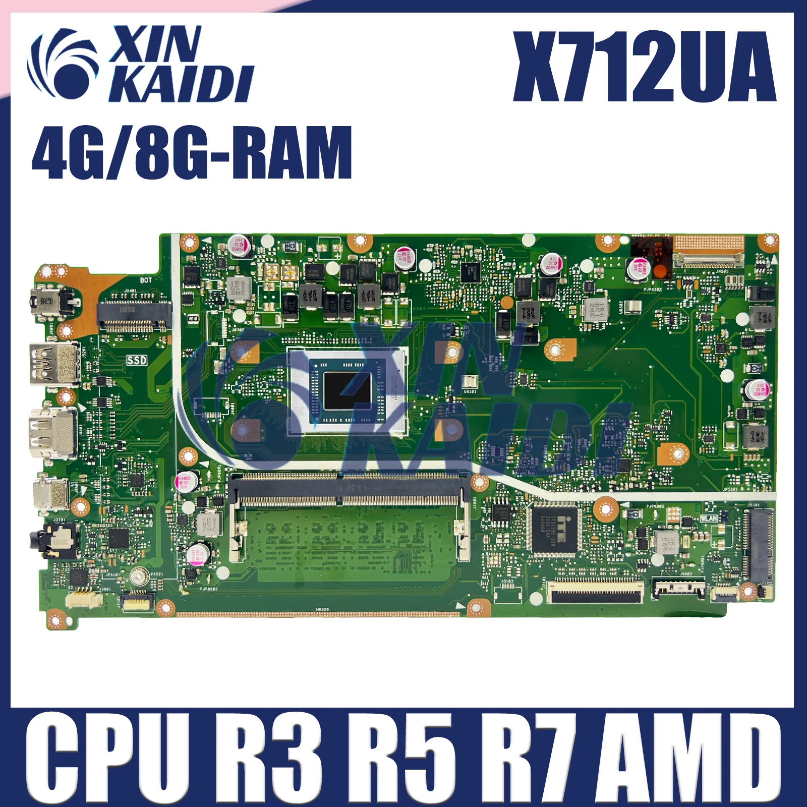 

X712U Mainboard For ASUS X712UA M712UA D712UA Laptop Motherboard CPU R3 R5 R7 4G/8G-RAM 100% Test OK