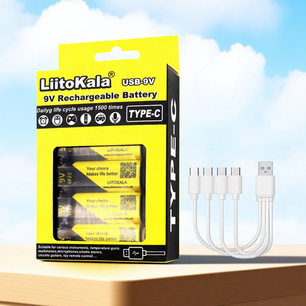 بطارية LittoKala USB-9V مكونة من 4 عبوات، شحن من النوع C 5 فولت، كفاءة 60% لأجهزة عالية الأداء #5