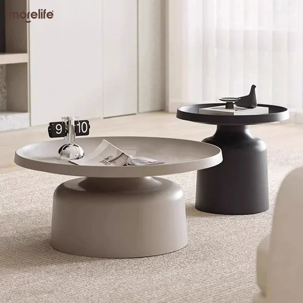 Cream Style Creative Coffee Table Nordic Light Luxury Living Room Modern Simple High-end Feeling Circular Edge Table Furniture