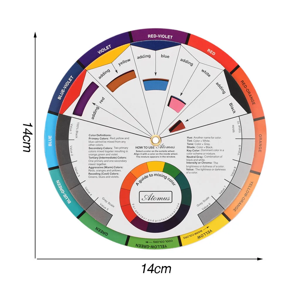 12/18 farben Tattoo Farben Rad Pigment Papier Karte Liefert Drei-tier Mix Guide Zentrale Kreis Drehen Tattoo Zubehör – Detail 5