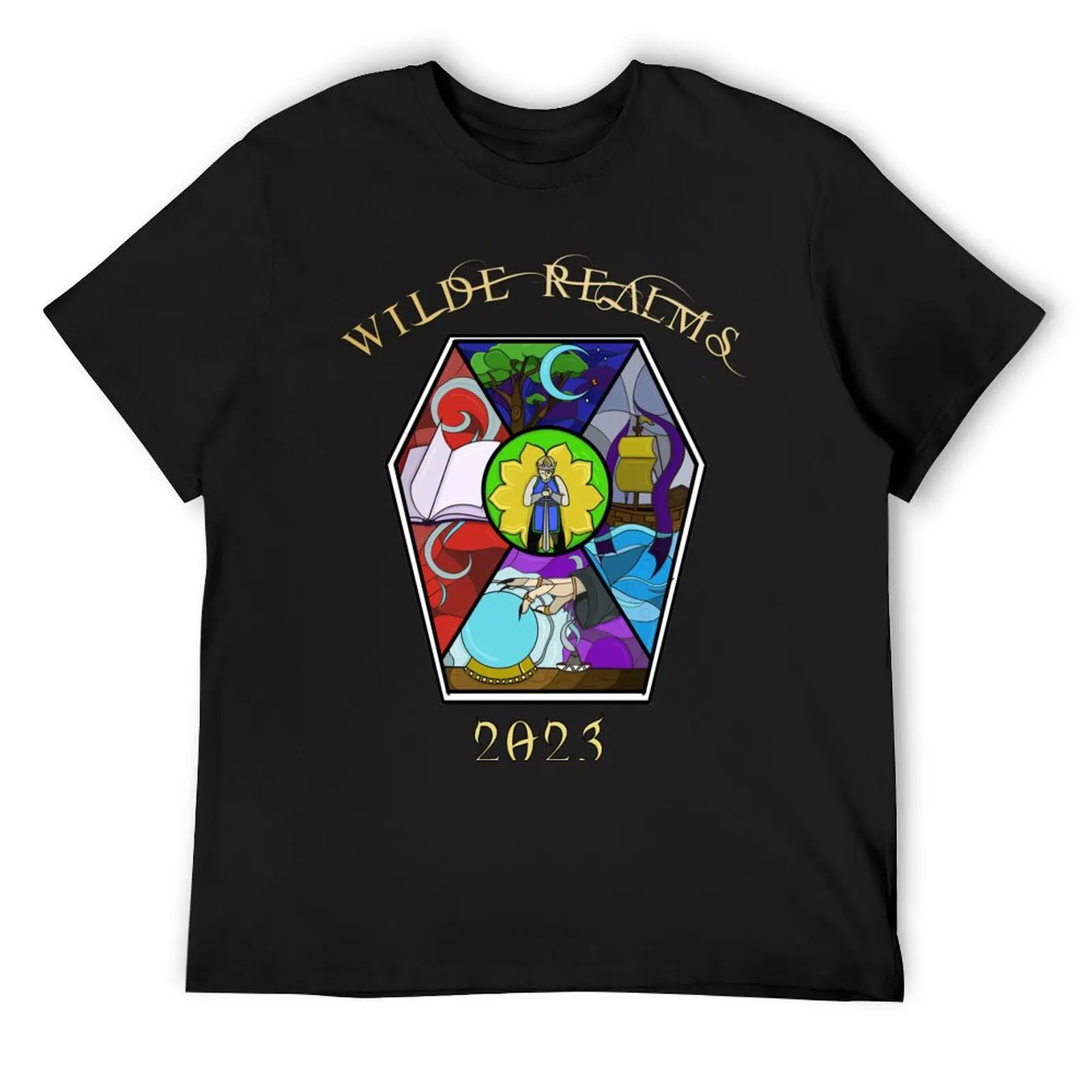 Wilde Realms Five Kingdoms Stained Glass T-Shirt essential t shirt cute clothes customizeds oversized t shirt men