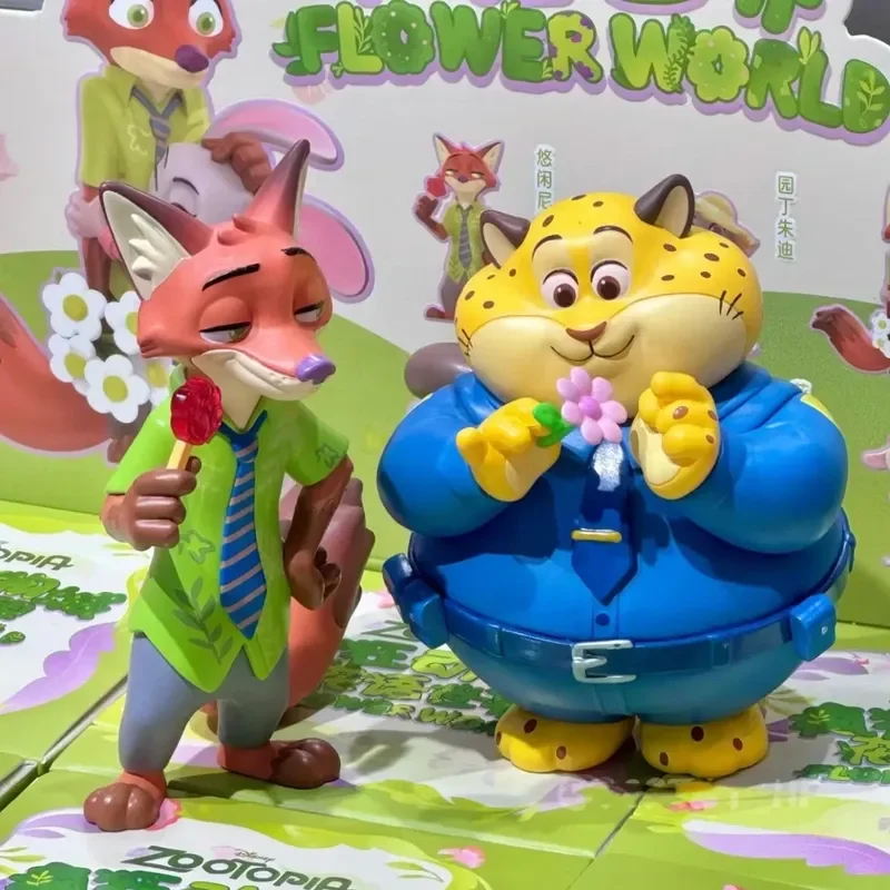 2024 Nowa seria Disney Zootopia Flower World Pudełko z niespodzianką Judy Fox Figurka anime Model Lalka Kolekcja na biurko Prezenty świąteczne dla dzieci