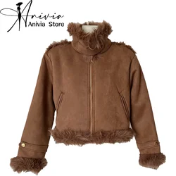 Women's Winter Lamb Hair Motorcycle Coat Cotton Coat Korean Edition Harajuku High Street Retro Coat Warm Cotton Coat Clothing