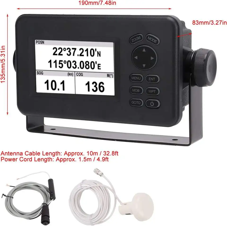 LCD-kleurenkaartplotter Ingebouwde klasse B+ AIS-transpondercombo Hoge gevoeligheid Marine GPS-navigator Matsutec HP-528A 4,3 inch