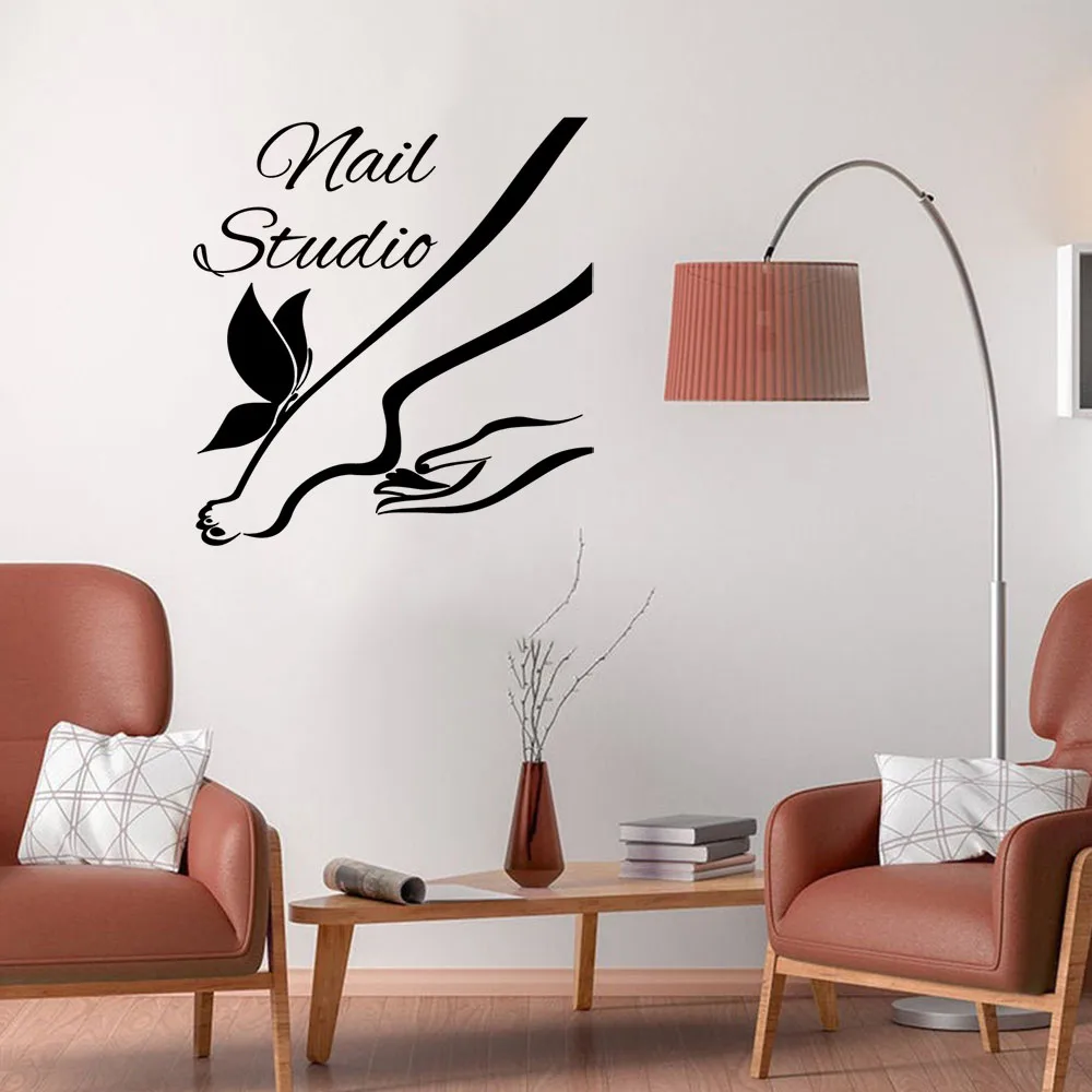 Autocollants muraux colorés en Pvc pour manucure, texte personnalisable, affiche artistique murale pour décoration de porte, autocollant mural imperméable, 1 pièce