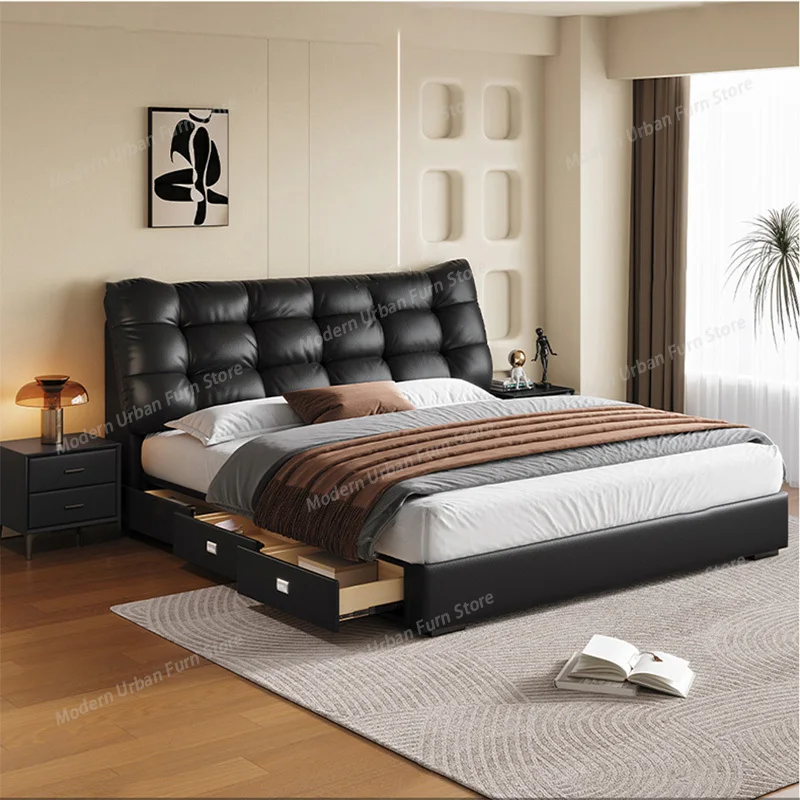 Vintage Crown Beds Japanese Tatami Minimalist Aesthetics Safe Bed Double Frame Massage Beauty French Wood Muebles Furniture