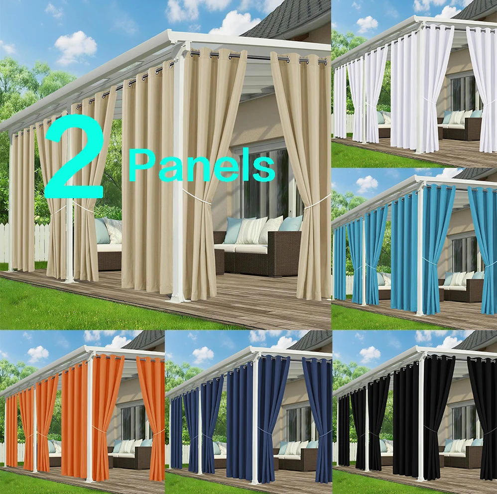 Outdoor Curtains for Patio Waterproof Privacy Weatherproof Outside with Grommets for Pergola, Gazebo, Porch,Cabana, Balcony