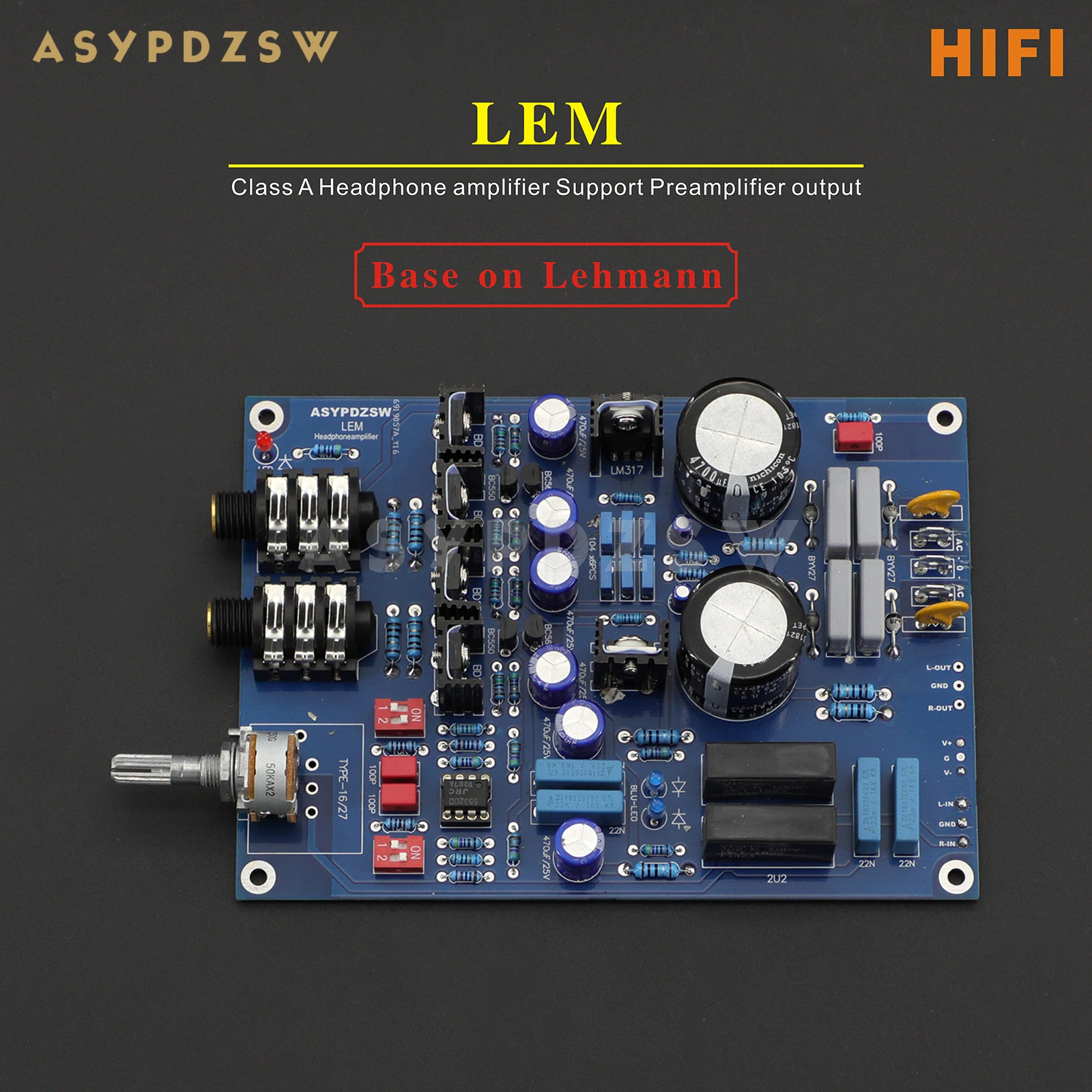 HIFI Base on Lehmann Class A Headphone amplifier LEM Preamplifier DIY Kit/Finished board