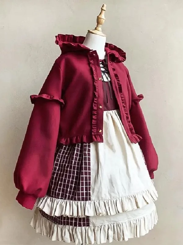 اليابانية Harajuku الحلو Kawaii لوليتا هوديي بالأزرار طويلة الأكمام سترة Y2k الشارع شيك تي شيرت معطف الخريف الإناث أبلى #3