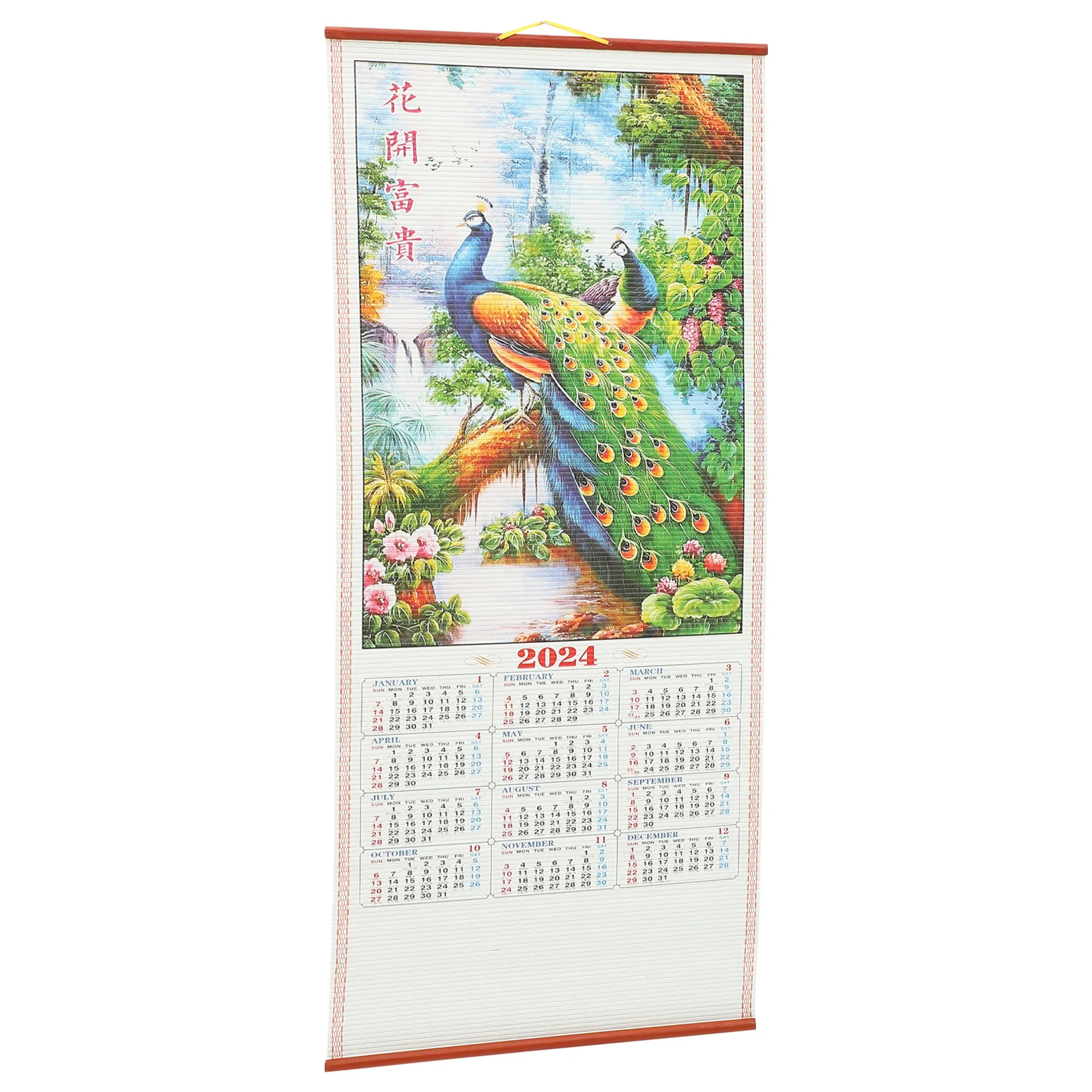 

1pc Hanging 2024 Dragon Year Chinese Style Paper Wall Scroll Calendar Traditional Lunar Calendar For Home Decoration New Year