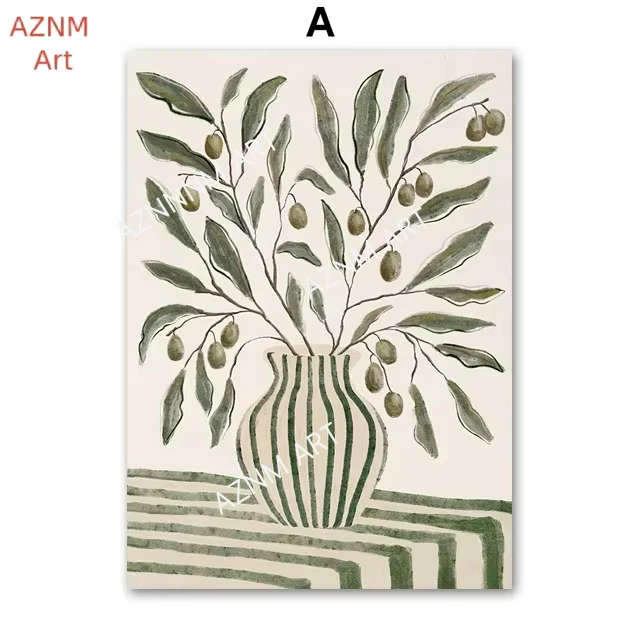 Boho Abstract Girl Cocktail Vase Leaves Flower Wall Art Canvas Painting Posters And Prints Wall Pictures For Living Room Decor