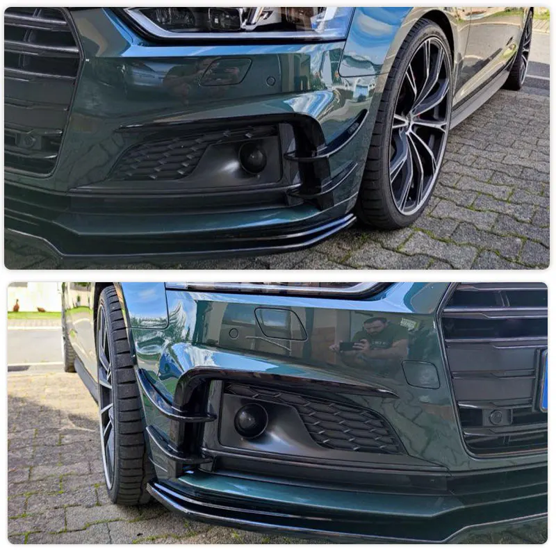 Car Front Bumper Candards Carbon Fiber for Audi A5-Sline S5 B9 2017-2019 Front Vents Fins Fog Lamp Grill Cover Trim Body Kit FRP