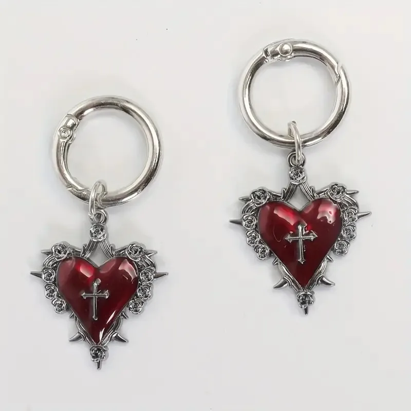 1 Paar/2 Stück Gothic-Stil Rosenherz Kreuz Schuhstiefel Anhänger geeignet für Partys und den täglichen Gebrauch, personalisierte DIY-Dekorationen