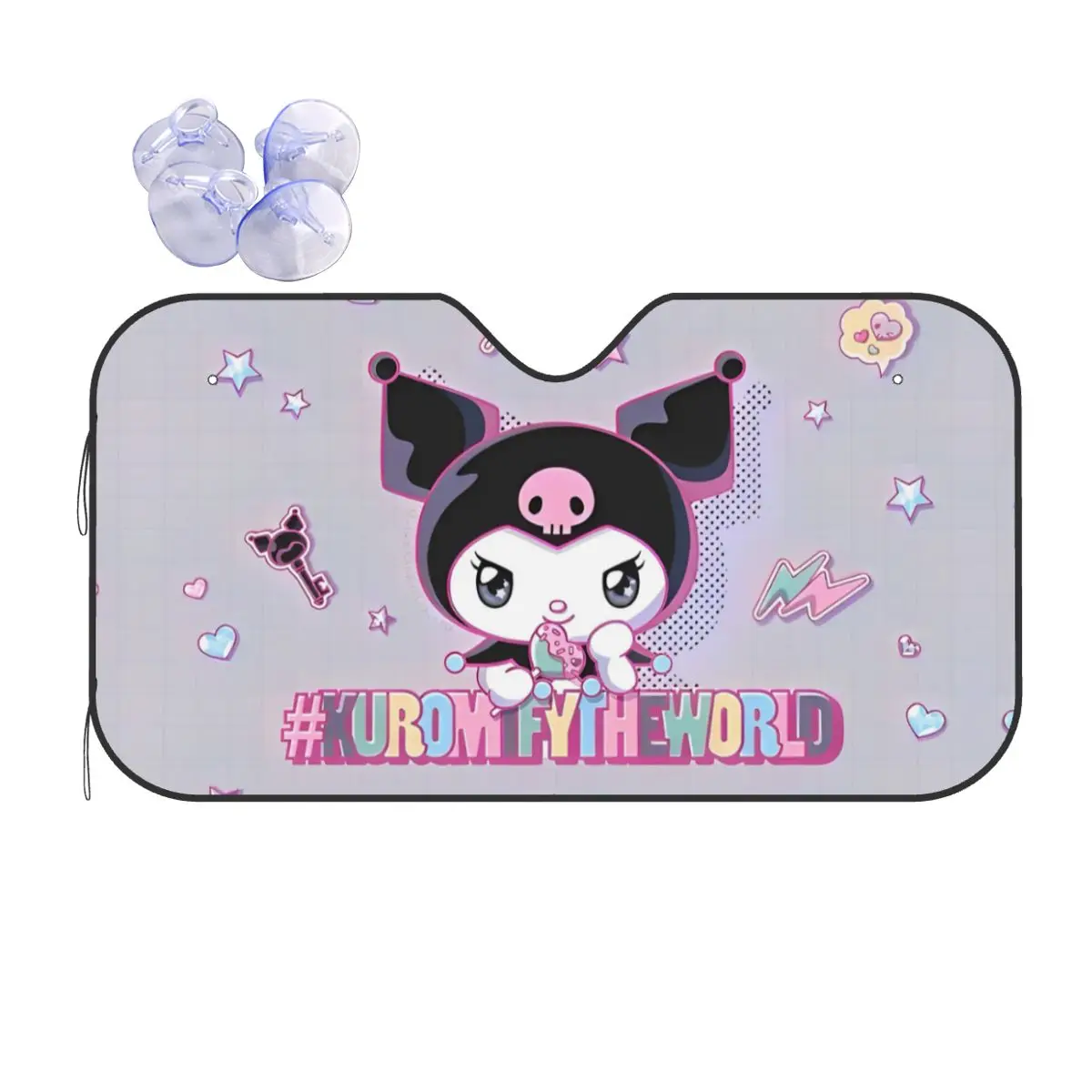 

Cute Kuromi Sunshade Windscreen Creative Cover Front Block Window 76x140cm Car Sunshade Solar Protect