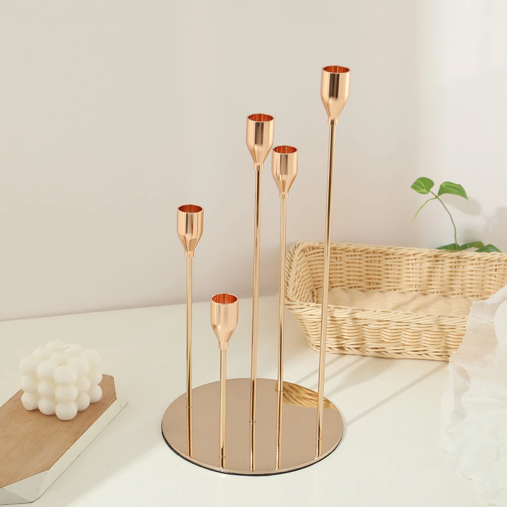5 Heads/ Arms Metal Candlesticks Candle Holders Wedding Table Centerpieces Stand Candle Holder Candelabrum Home Party Decor