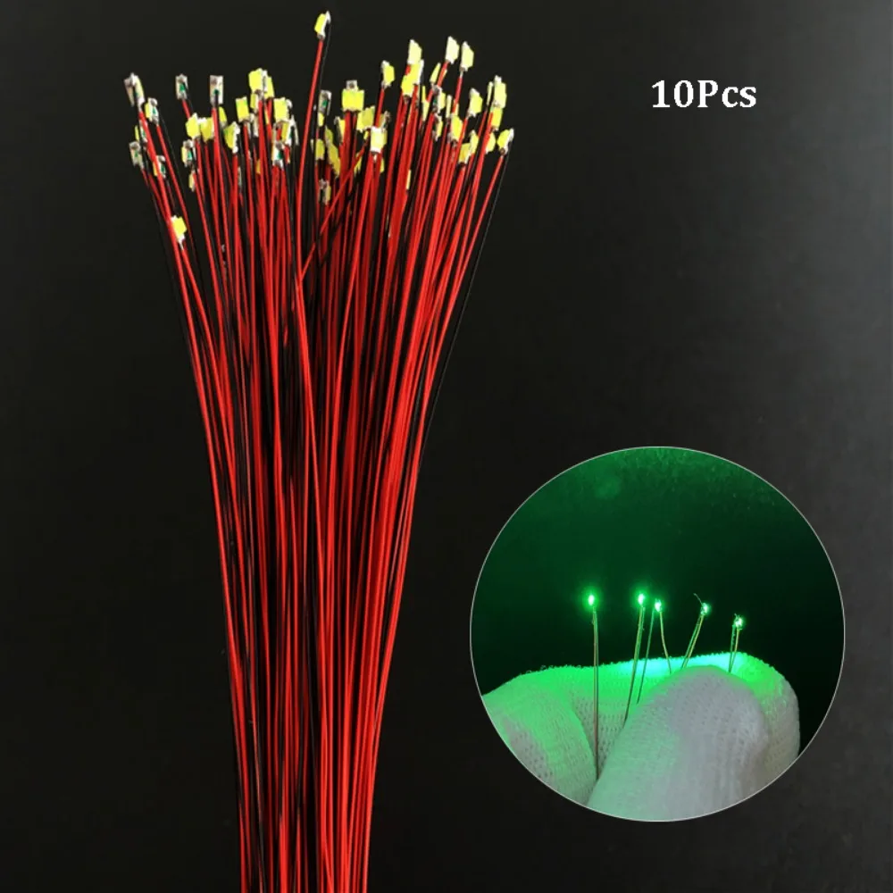 10Pcs HO N OO Scale 0805LED SMD Wire Light Red Black Line 2*1.25mm Model Train Light 10 Colors