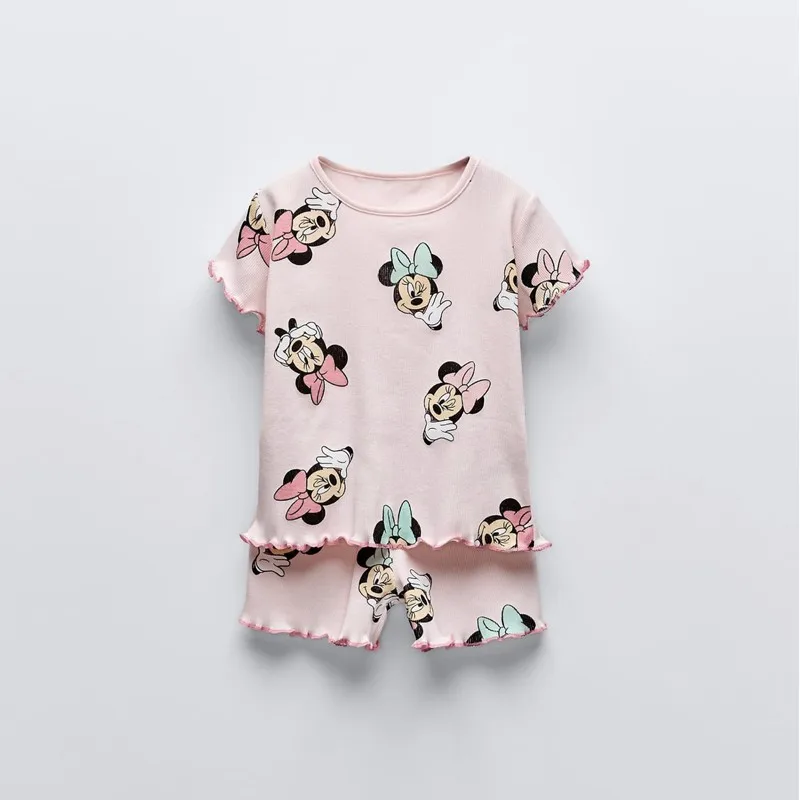 New Arrival Baby Girl Clothing Summer Short Sleeve Minnie Mouse T-shirt + Shorts Sets For Kids Children Girl Outfit Clothes Set