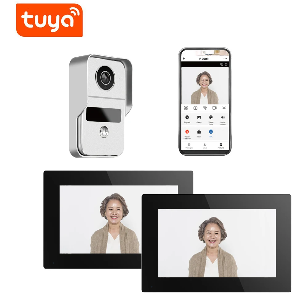 

7Inch IPS Screen 2MP 1080P Wire Tuya APP AHD WIFI Doorbell Leave Message 140Degree Wide Angle Video Door Phone Intercom System