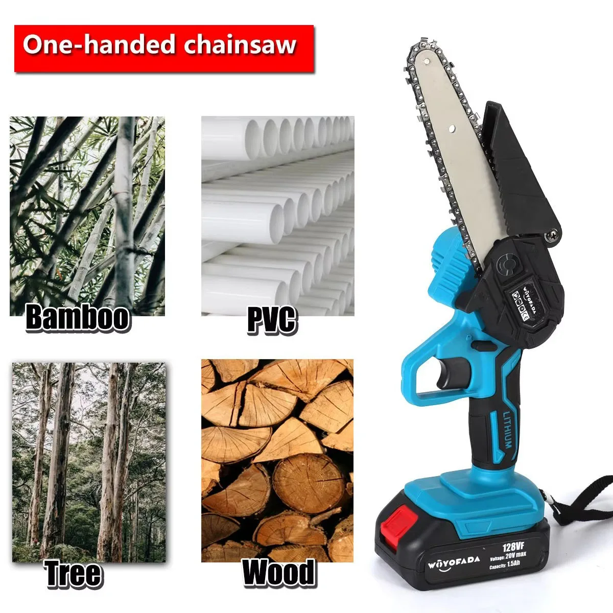 6 Inch Portable Electric Chain Saw Pruning ChainSaw Cordless Garden Logging Saw Woodworking Cutter For Makita 18V Battery