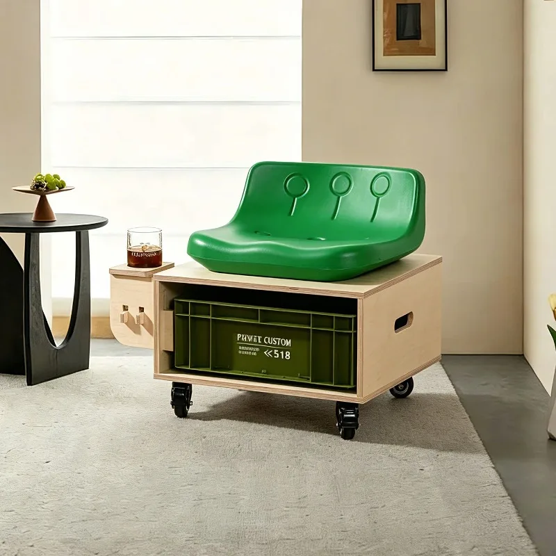 Industrial Style Rolling Stool Creative Cafe Chair Universal Casters Repair Work Seat Solid Wood Storage Ottoman For Workshop