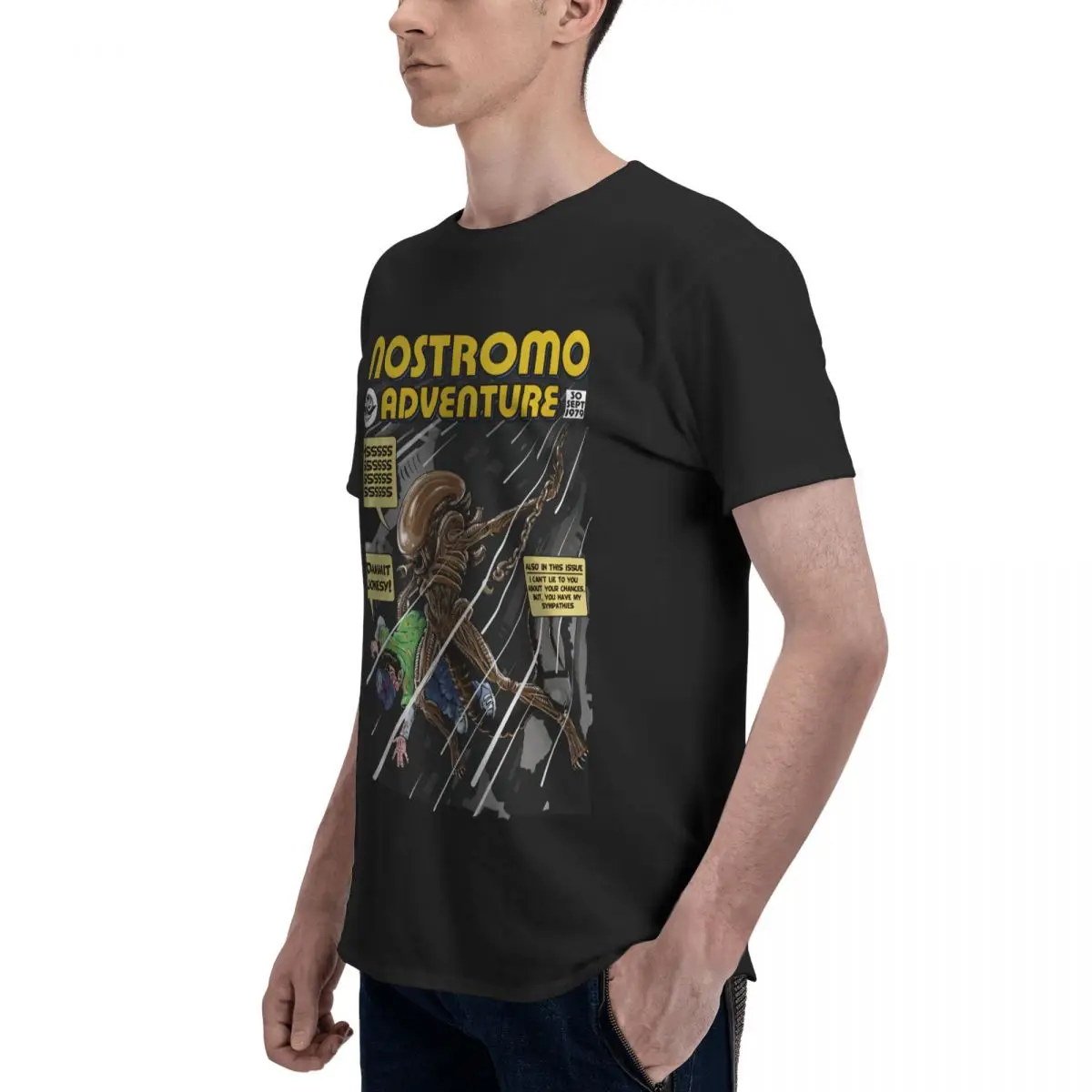 Aliens Nostromo Adventures Printed T-Shirt Funny Mens Short Sleeve Loose Oversized Tees