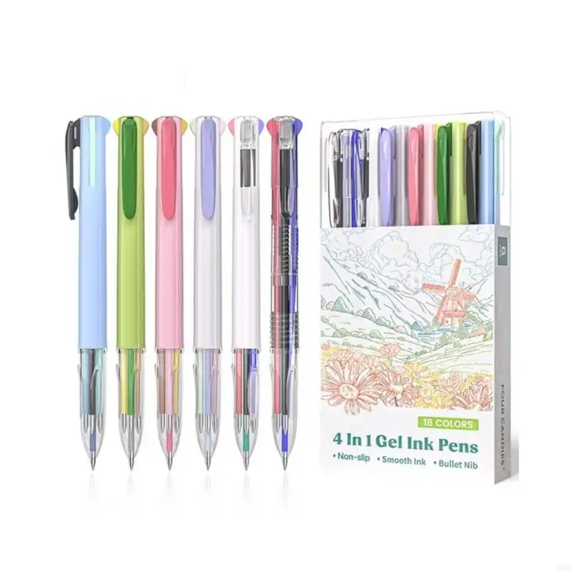 

6pcs 4 Color-in-1 Гель чернила ручка выдвижной гель-ручка многоцветная ручка для записей.