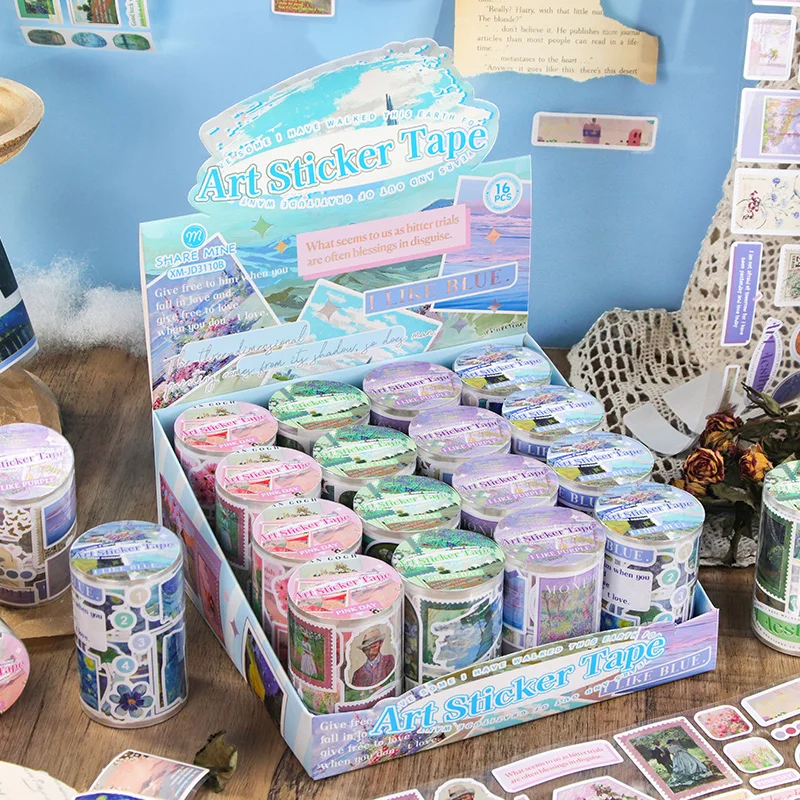Contain Random Items, 1/4/16 Rolls, World Famous Art Painting Sticker Tape Set, Decorative Tape for Scrapbooking, Journaling