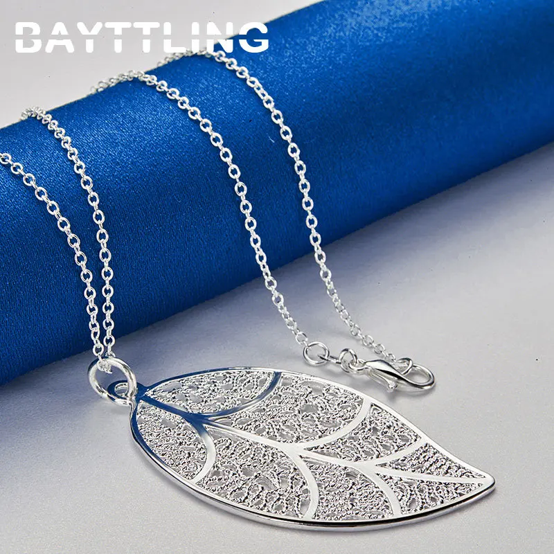 New 925 Sterling Silver 16-30 Inches Fine Leaves Pendant Necklace For Women Fashion Wedding Party Favors Girlfriend Jewelry