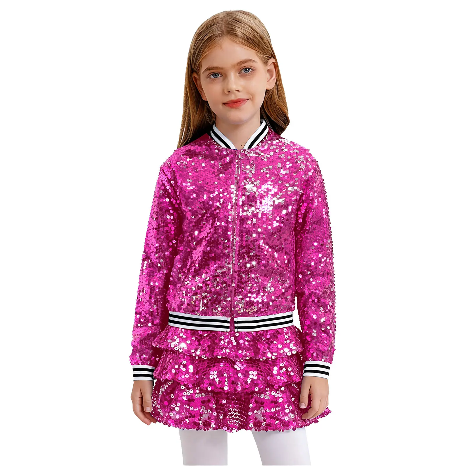 أطفال بنات ملابس رقص الجاز الشارع الشهير ملابس للحفلات مجموعات تشايلدز مطرزة وتتسابق تشايلدز سترات للعبة البيسبول الهيب هوب ازياء #5