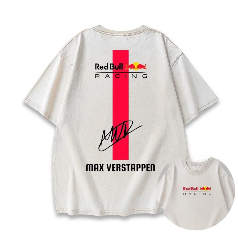 レッドブル-f-シグネチャー-ウォッシュド-ヘビーウェイト-半袖-tシャツ-レーシング×フェルスタッペン-カジュアル-コットン-ラウンドネック-テキストプリント-tシャツ