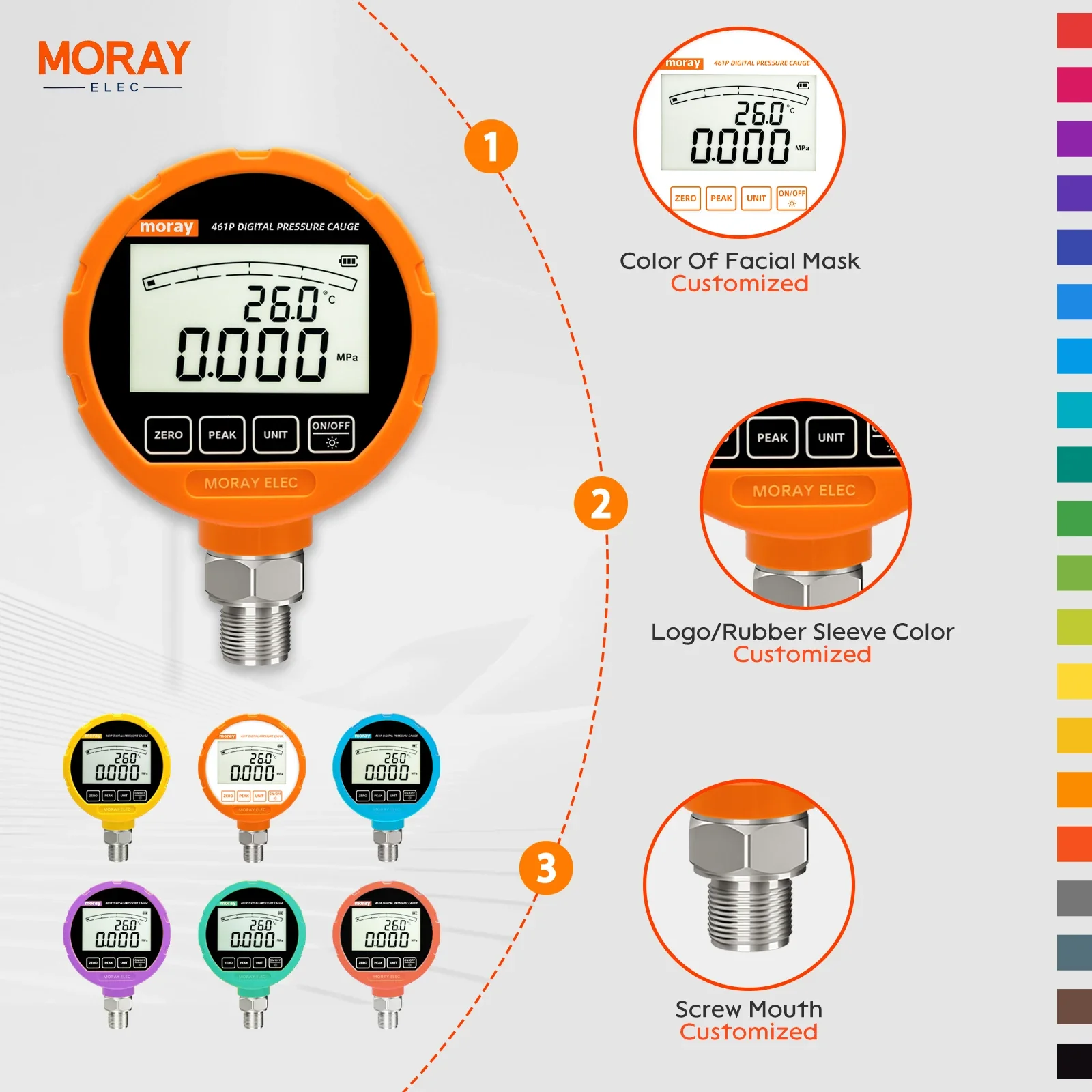NEW ME461P Digital Display 4-20ma Air Oil Pressure Gauge Accuracy LCD Stainless Steel Gas Liquid Fuel Manometer