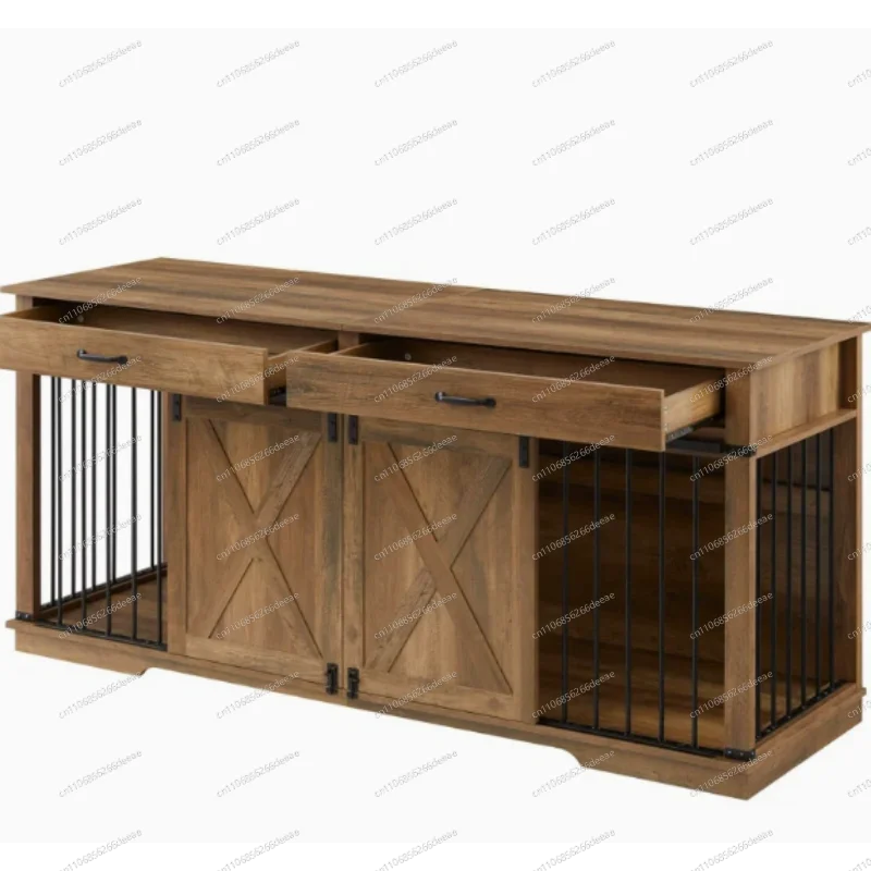 Large dog cage furniture for 2 dogs Wooden dog cage furniture with removable baffle Customizable