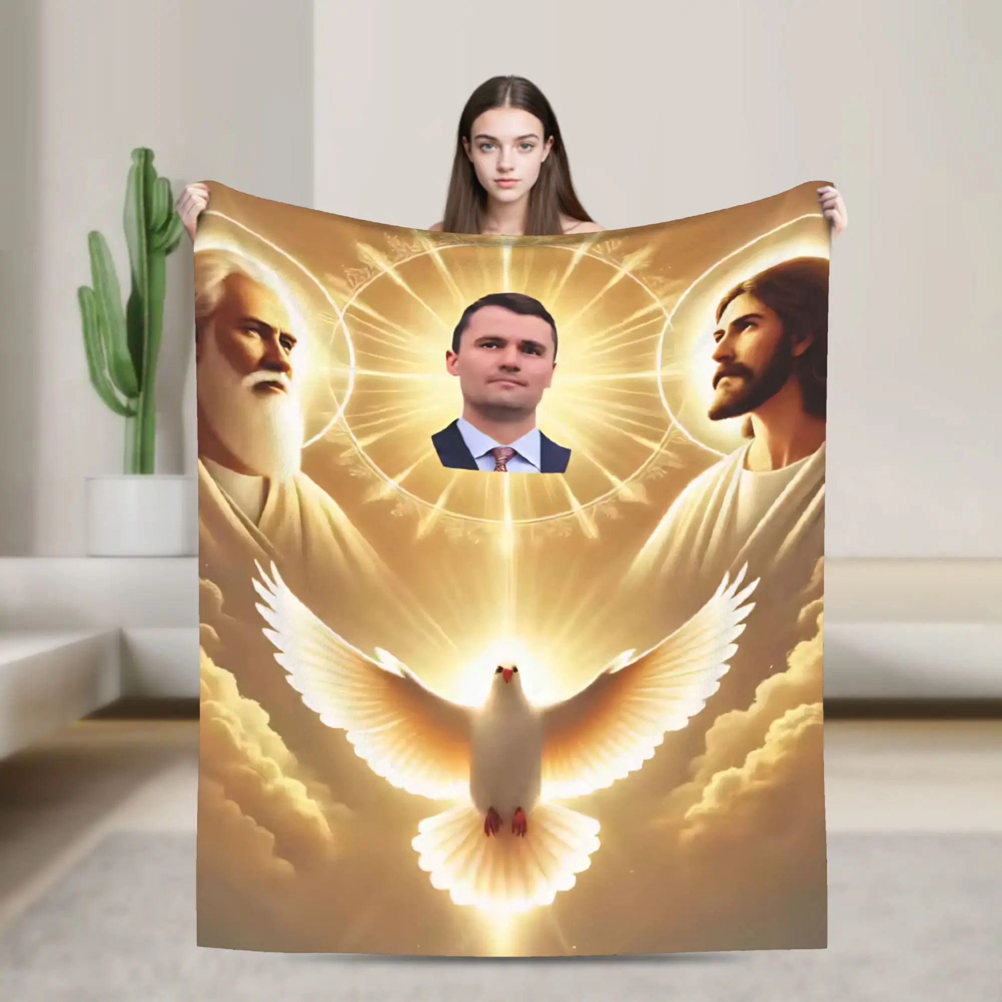 Charlie Kirk  Angelic Advocate Blankets Fleece Summer Air Conditioning Super Warm Throw Blankets for Bedding Bedroom Rug Piece