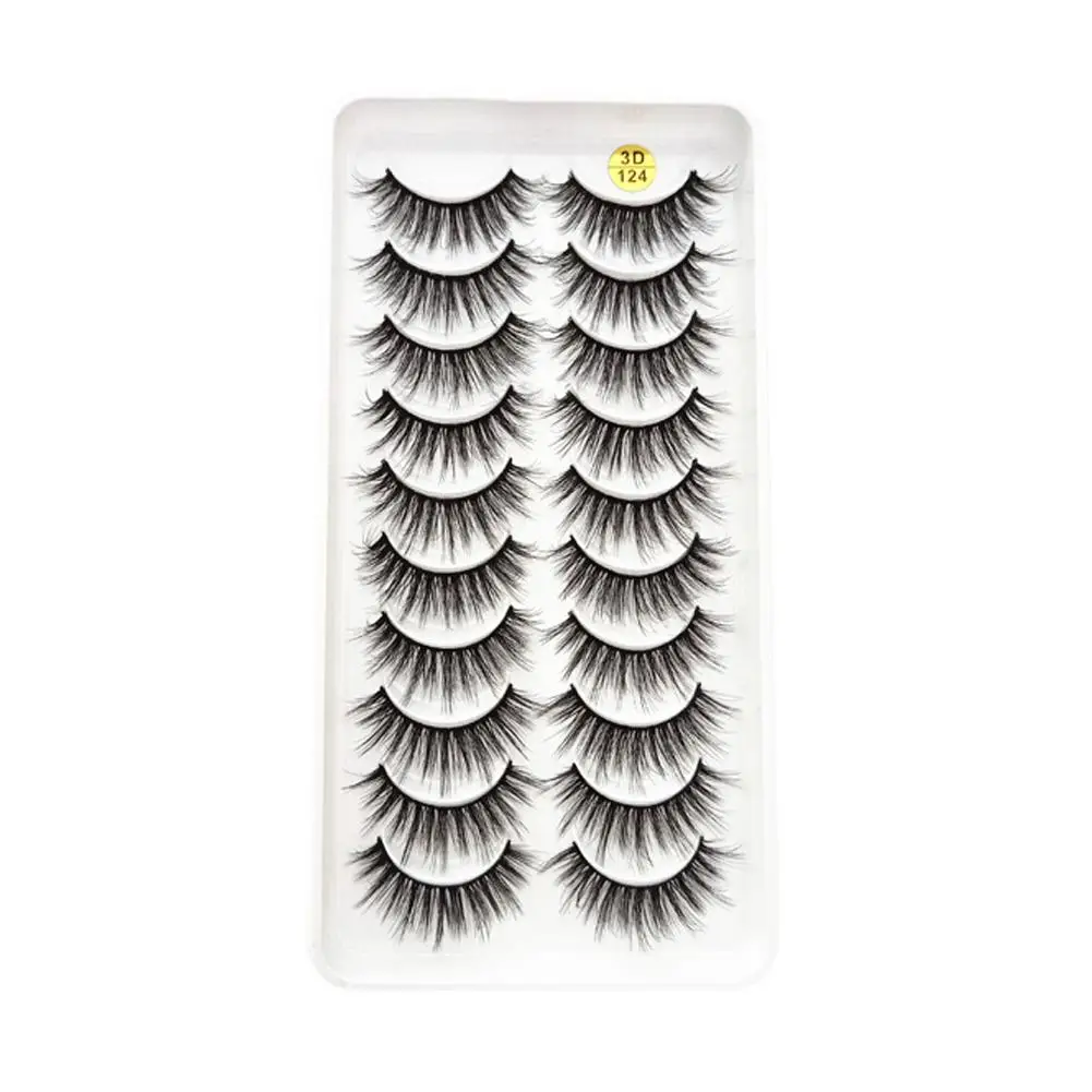 10Pairs Falsche Wimpern Natürliche Cat Eye Lashes Transparent Dicke Wimpern Stem Lockige Nerz Weiche Faux Wimpern V6C7