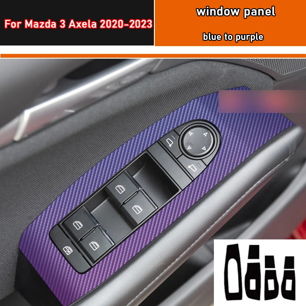 Car Interior Sticker Gear Box Protective Film For Mazda 3 Axela 2020-2023 Car window Panel Sticker Carbon Fiber Black