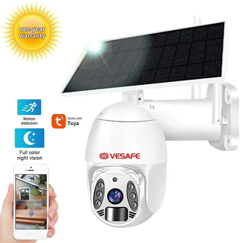 

VESAFE Solar Panel 1080P 4MP Dome System Solarcamera Night Vision CCTV Panoramic HD Solar Camera Security PTZ Wifi 4G Q6 Camera