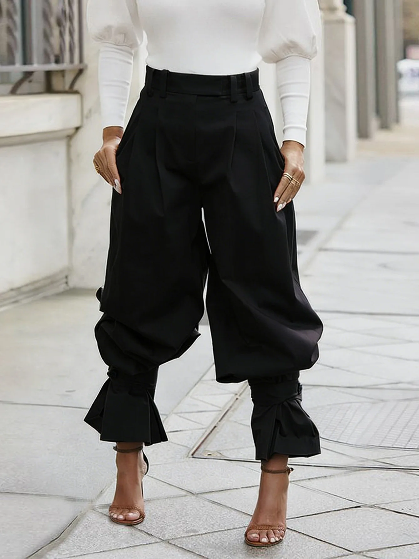 Women Ruched Straight Wide Leg Pants Fashion 2026 Summer Street INS Casual Party OL Work Jogger Safari Trousers