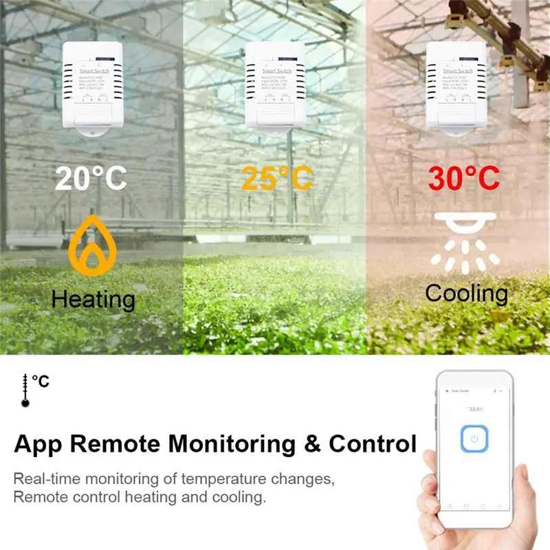 Tuya Smart Life Switch 16A 3000W Relay With Temperature Monitoring Thermostat Sensor RF433 For Alexa-AC17