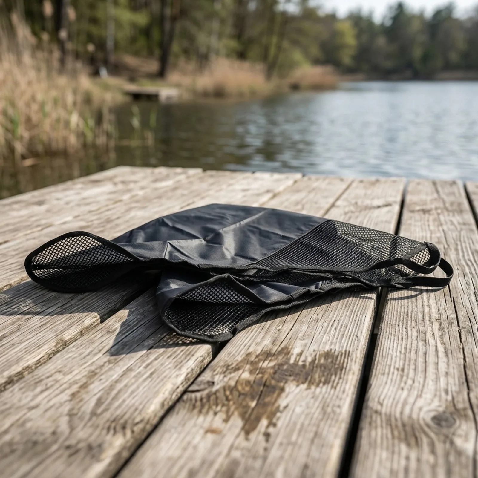 Sturdy Foldable Mesh Fishing Bag with Built-in Measuring Scale for Saltwater Freshwater For Outdoor Use 124 x 100 cm