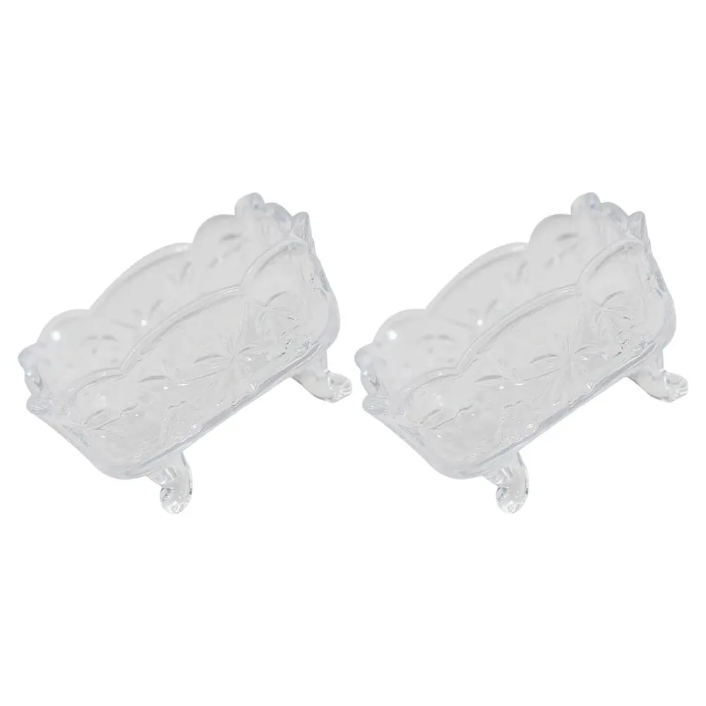 

2Pcs Elegant Relief Glass Bowls Multi-Functional Fruit Plate Snack Plate Soap Tray Ashtray Storage Tray Home Decoration
