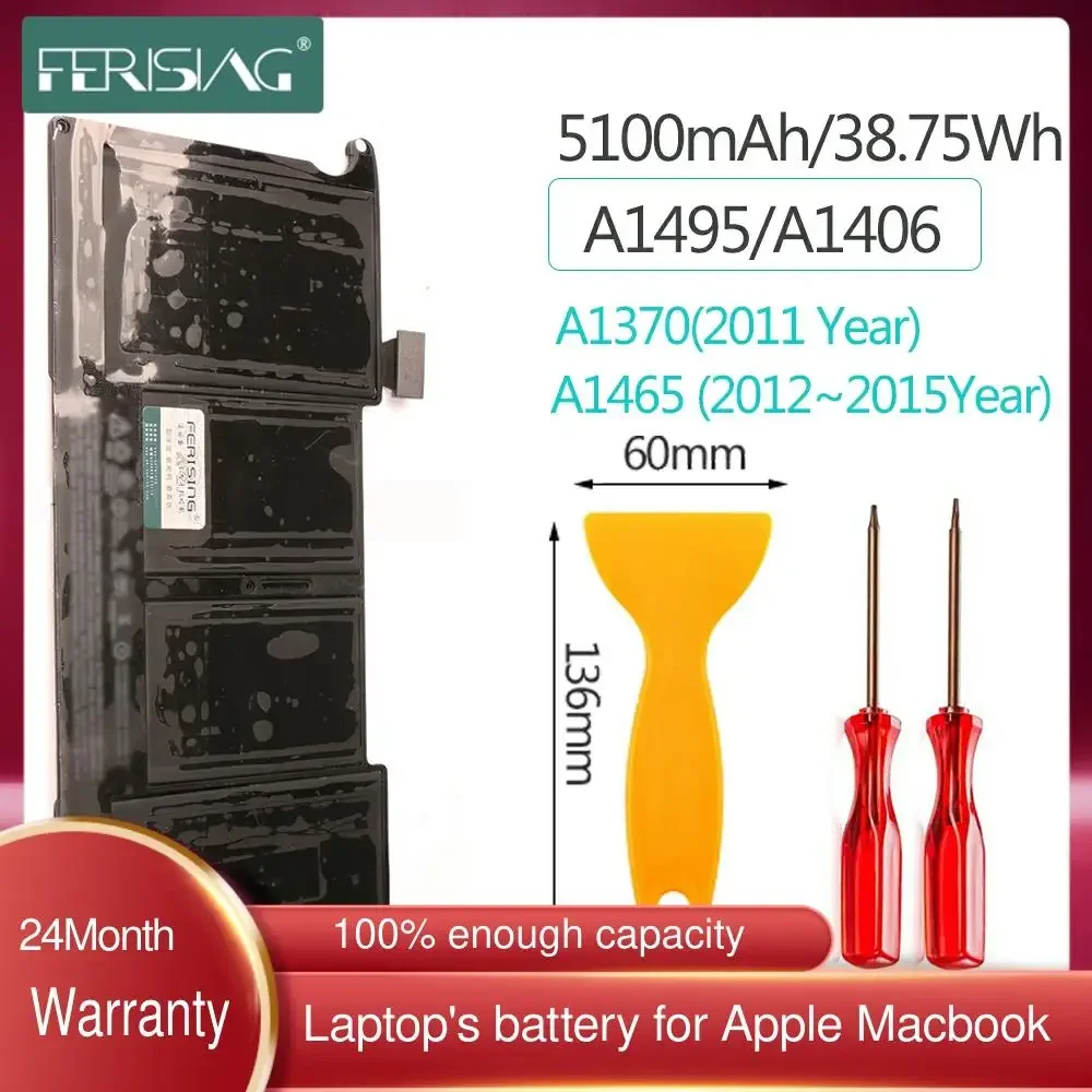 

FERISING New A1406 laptop Battery for Apple MacBook Air 11" A1465 ( 2012~2015 ) A1370 Mid 2011 production Replace A1495 bateria