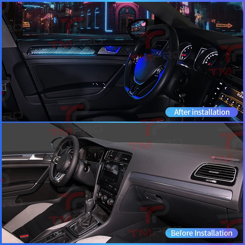 TMPRO 64 Colors LED Safety assistance systems Ambient Lighting For Volkswagen Golf 7 2014-2020 Automotive Interior Decoration