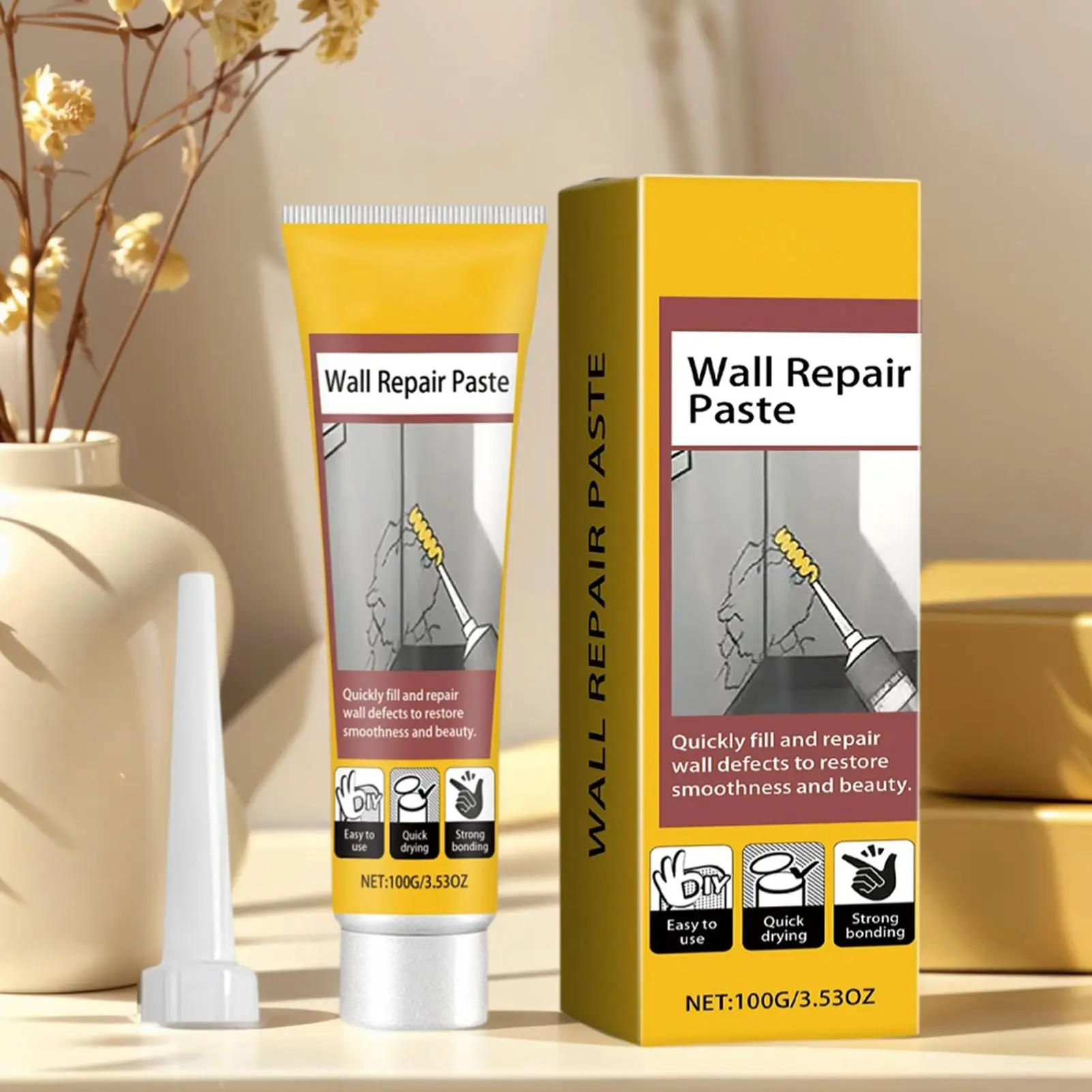 

Wall Mending Agent 100g Home Improvement Crack Fix Filler Ceiling Hole Cover Paste Wall Repair Cream Mouldproof Water Proof