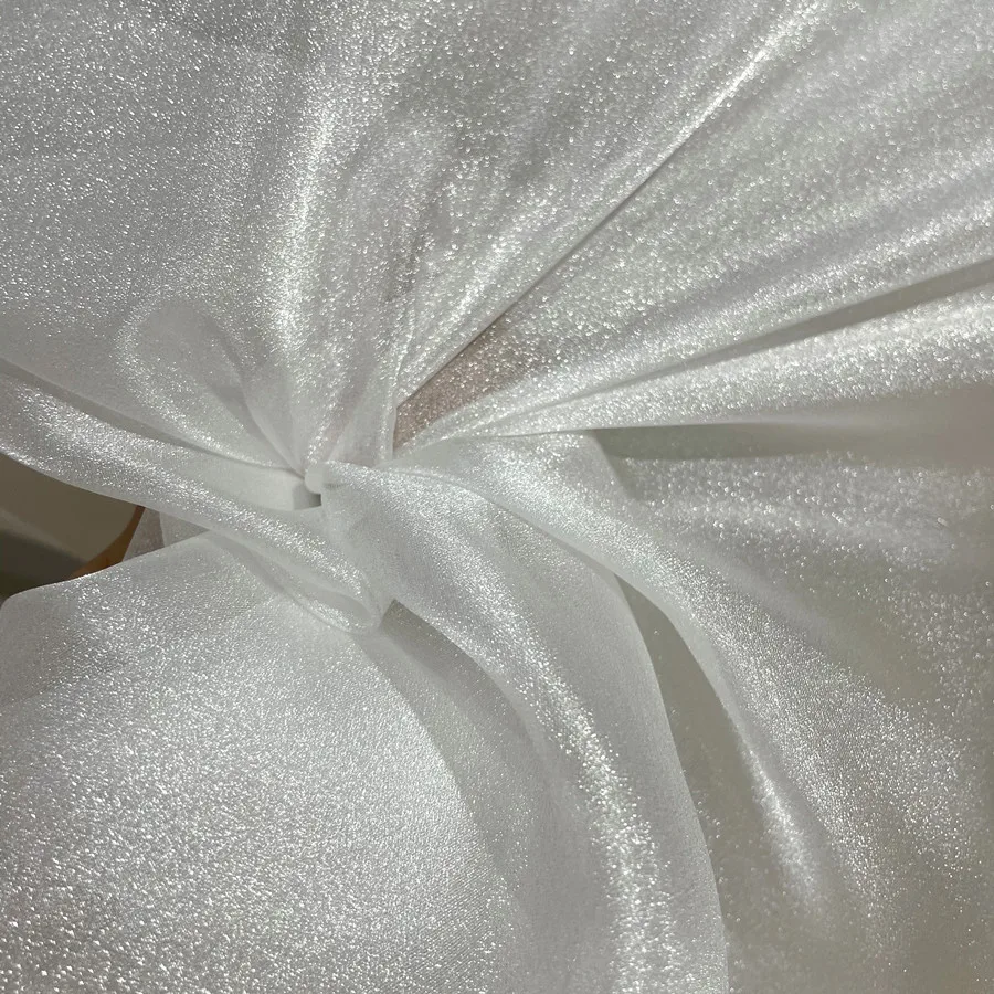 White Red Shiny Yarn Cloud Hanfu Dress Draping Fabric for Wedding Fabric