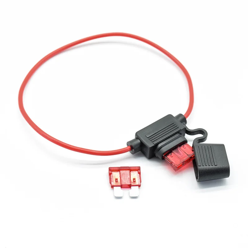 2pcs  16AWG Waterproof Power Socket Small Blade Type inline InLine Fuse Holders with 10A Fuse auto Car Replacement Fuses